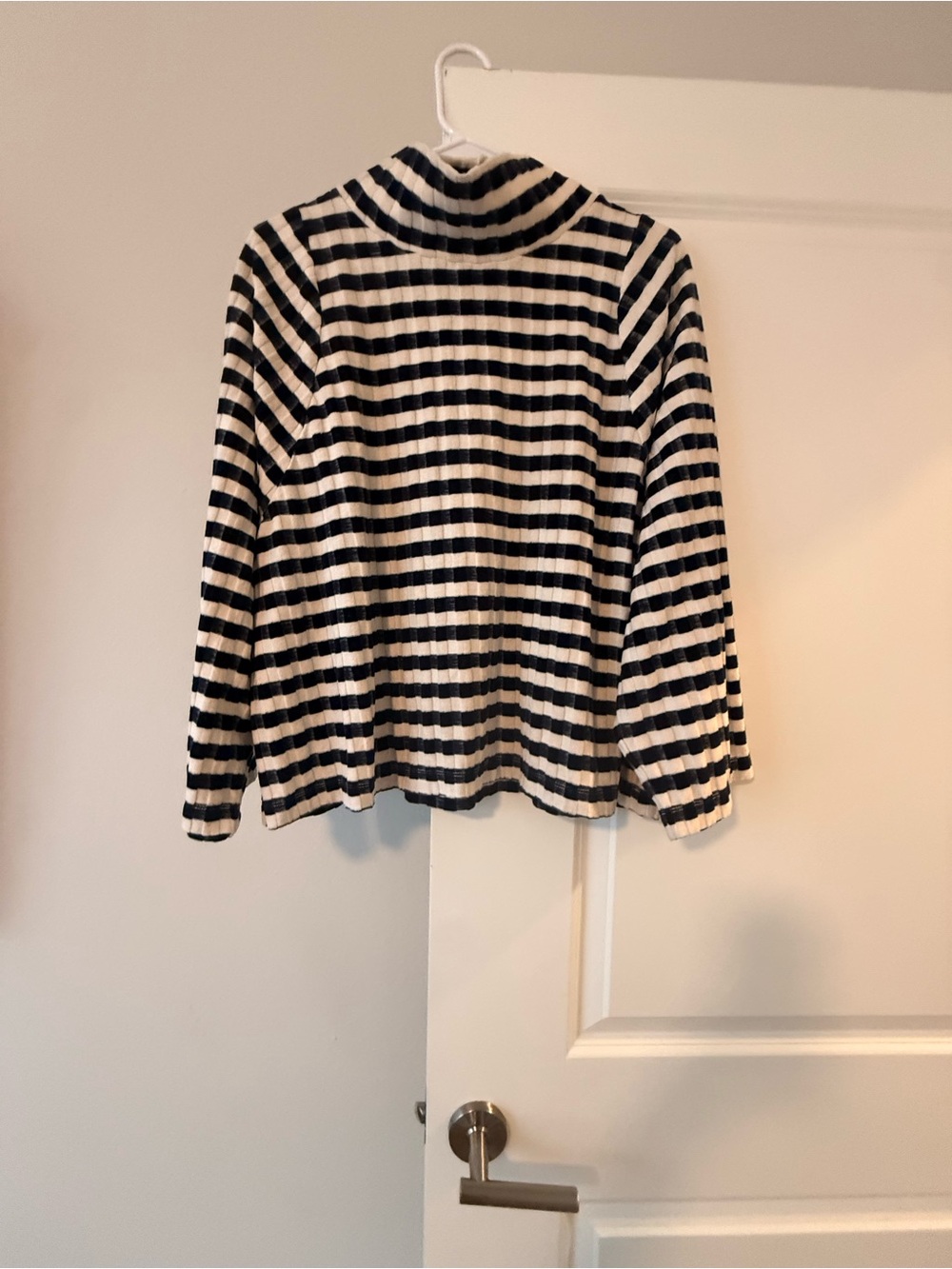 Madewell Black and White Striped Cowl Neck Sweater